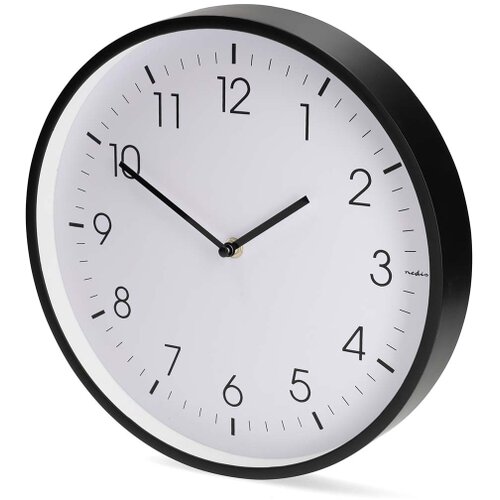 Nedis CLWA1226BK - Zidni sat, prečnik 30,8 cm, 1x AA, crna Slike