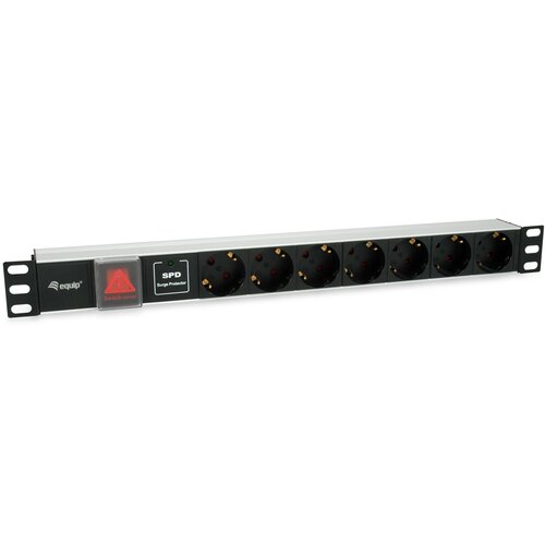 Equip 7-Outlet German Power Distribution Unit with Surge Protection and Switch Slike