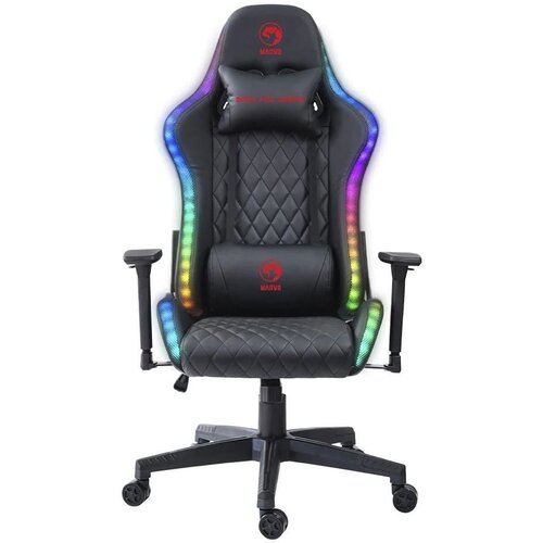 Marvo CH35 Gejmerska stolica RGB od eko kože, Crna Slike