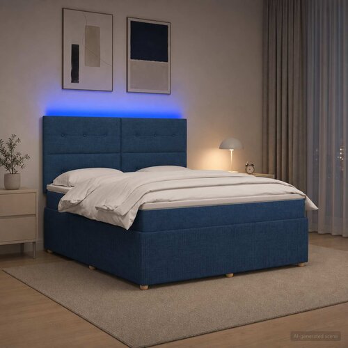  LED okvir za krevet s madracem Plava 140 x 190 cm Tkanina Slike