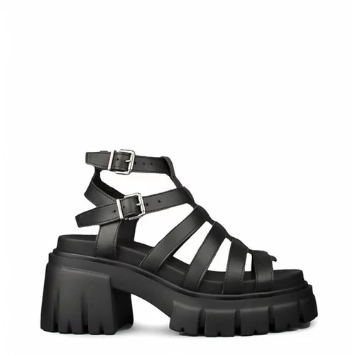 Altercore Kožne sandale za žene, boja: crna, s platformom