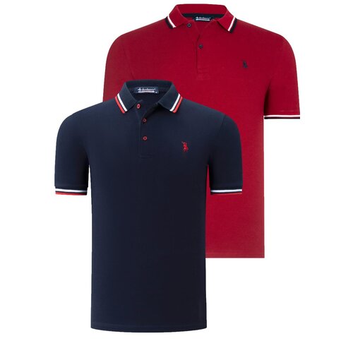 Dewberry DUAL SET T8594 MENS T-SHIRT-NAVY BLUE- BURGUNDY Cene