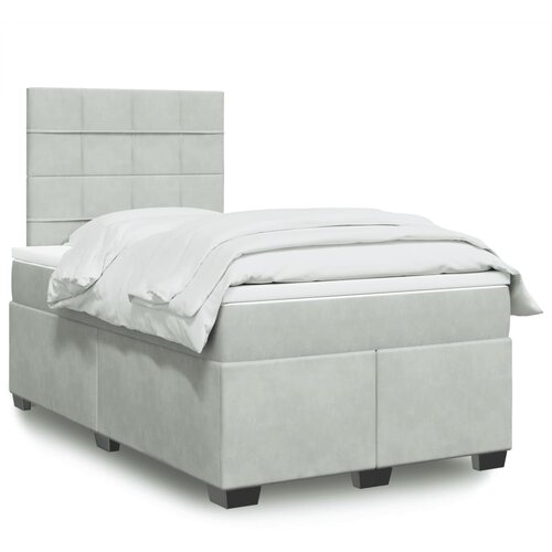 vidaXL Box spring postelja z vzmetnico svetlo siva 120x200 cm žamet Cene
