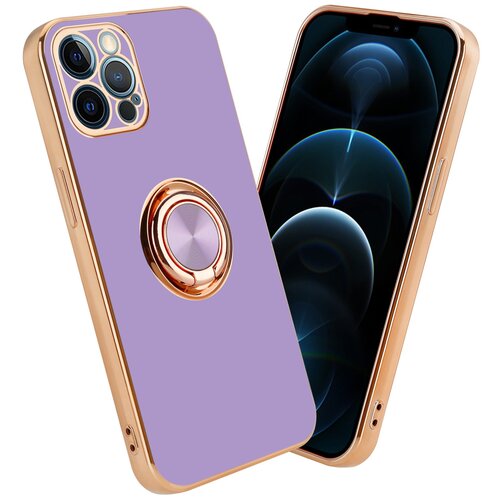 Cadorabo Ohišje, združljiv z Apple v sijajnem svetlobnem vijoličnem - Zlato z obročem - Zaščitni pokrov iz fleksibilnega silikona TPU, z zaščito pred kamero in držalom magnetnega avtomobila, (20617149) Cene