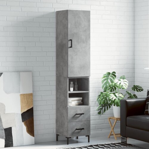 The Living Store Visoka omara betonsko siva 34,5x34x180 cm inženirski les - Visoka Omarica, (21429269) Slike