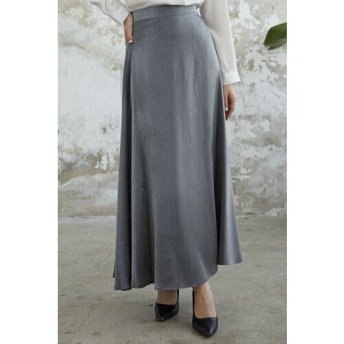 InStyle Shiny Viscose Skirt - Gray Cene