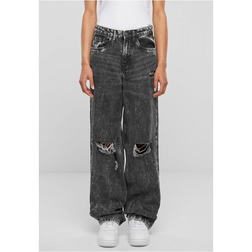 Urban Classics Women&amp;#039;s Distressed 90&amp;#039;s Wide Jeans - Black Slike