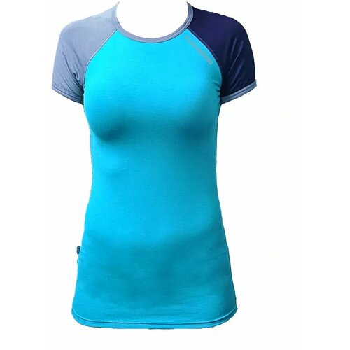 Kukadloo Women's functional bamboo T-shirt with short sleeves - turquoise - blue sleeves Cene