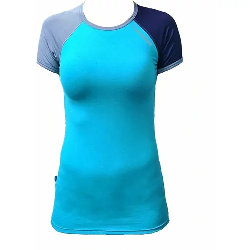 Kukadloo Women's functional bamboo T-shirt with short sleeves - turquoise - blue sleeves
