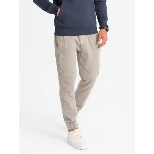 Ombre Men's knit joggers with pleats - ash