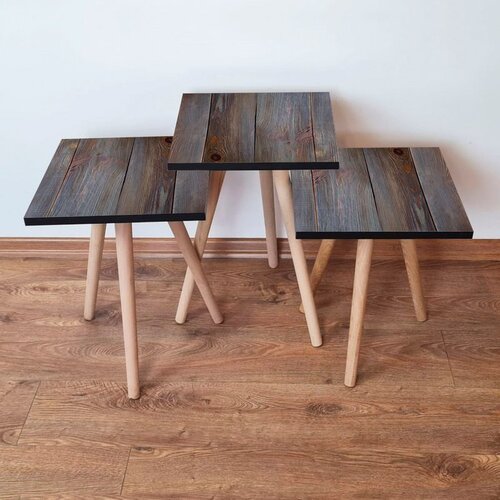Hanah home 3Shp120 - Grey GreyBrown Nesting Table (3 Pieces) Cene