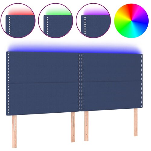 Maison Chic led posteljno vzglavje - vzglavna omarica - nočna omarica modro 160x5x118/128 cm blago, (21711854) Slike