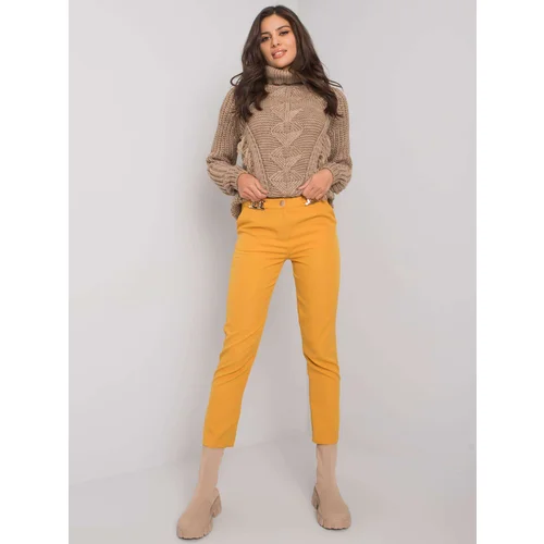 Fashion Hunters Elegant women's pants mustard color