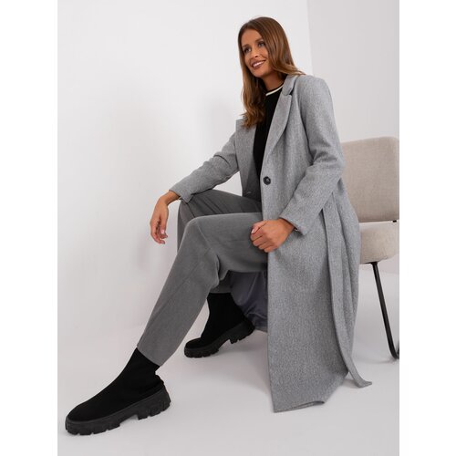 Fashion Hunters Grey melange women's button-down coat OCH BELLA Cene
