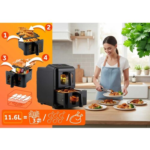 Berdsen BD-663 Air Fryer dvokomorna friteza na vroč zrak 11,6 L 3000 W &ndash; 9 programov, Dual Zone Cene