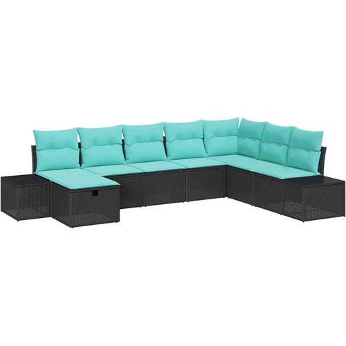 vidaXL Vrtna sedežna garnitura z blazino 8 pcs Črna Poly ratan, (5000134445) Cene