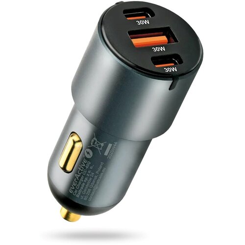 EverActive Car charger CC-40Q USB QC3.0 + 2x USB-C PD 60W Slike