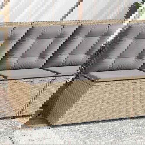 vidaXL Vrtna klop z blazinami bež poli ratan Cene