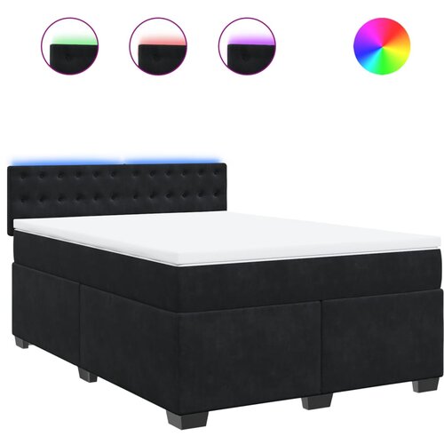 vidaXL Box spring postelja z vzmetnico črna 160x200 cm žamet, (21310882) Cene