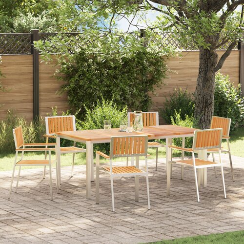 vidaXL 7-delni set za obedovanje Solid Wood Teak, zunanja jedilna miza 180x90x75 cm Solid Wood Teak, zložljivi vrtni stoli 2 kosa Solid Wood Teak in jeklo, zložljivi vrtni stoli 4 kosa Solid Wood Teak in jeklo Cene