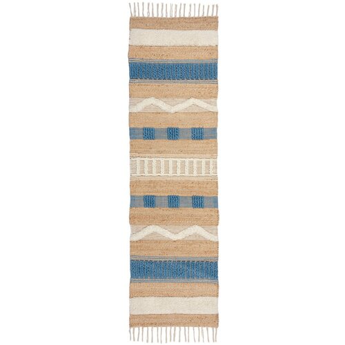 Flair Rugs Plava/u prirodnoj boji ručno rađena staza od mje&amp;scaron;avine jute 60x230 cm Medina Jute &amp;ndash; Slike