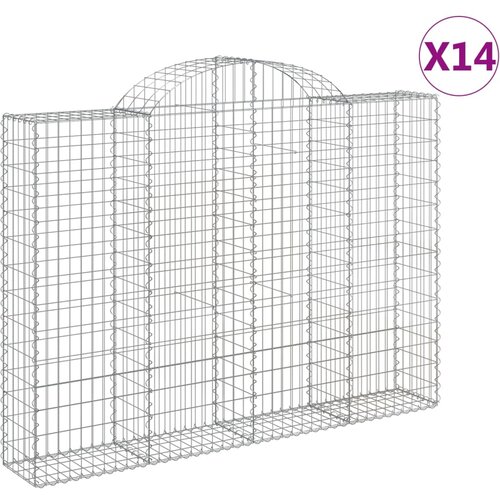  Lučne gabionske ko&amp;scaron;are 14kom 200x30x140/160cm pocinčano željezo Slike