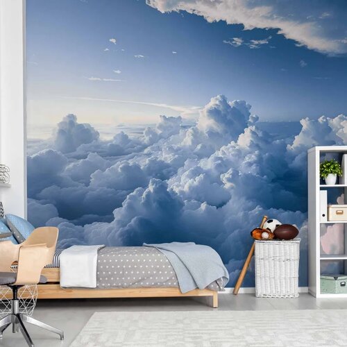  Foto tapeta - Aerial Landscapes: Rays Lighting Up Fluffy Cloud Formations 200x140 Cene