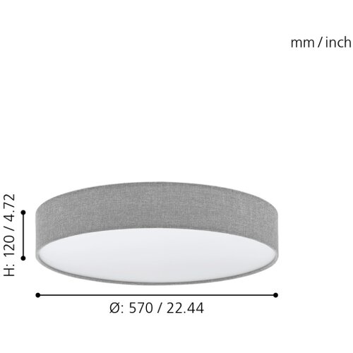 Eglo Romao plafonjera/1, led, 40w, prečnik 570, sa daljinskim, dimabilna, sivo/bela Slike