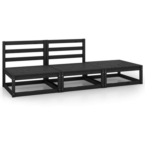  3-dijelna vrtna garnitura od masivne borovine crna Cijene