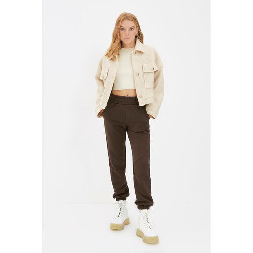 Trendyol Brown Basic Jogger Raised Knitted Sweatpants Cene