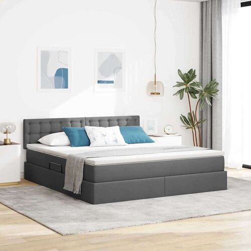 vidaXL Krevet s madracem i skladi&scaron;tem Tamno siva 180 x 200 cm Cijene