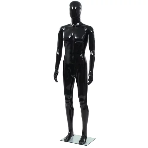  Muška lutka za izlog sa staklenim postoljem crna sjajna 185 cm