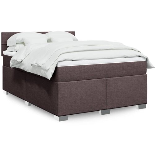 VidaXL Krevet s oprugama i madracem tamnosmeđi 140x200 cm tkanina Slike