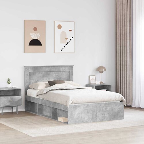  Krevetna konstrukcija s ladicama Betonska siva 135 x 190 cm Bijela Slike