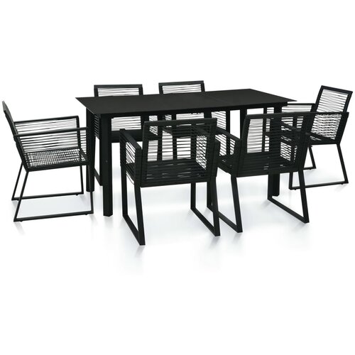  7-dijelni vrtni blagovaonski set od PVC ratana crni Slike