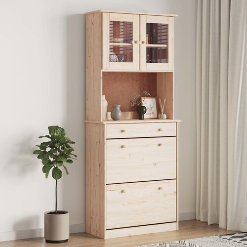 The Living Store Komoda ALTA 77x35x188 cm trdna borovina - Visoka Omara, (21661131) Slike