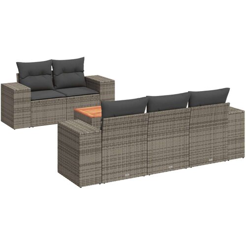 VidaXL 6-dijelni set vrtnih sofa od poliratana s jastucima sivi Slike
