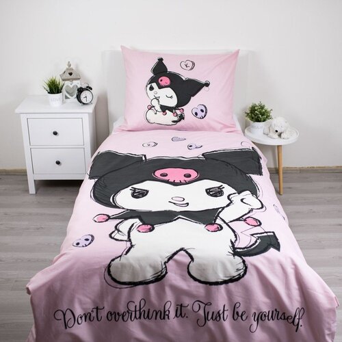 Jerry Fabrics Rožnata enojna bombažna otro&amp;scaron;ka posteljnina 140x200 cm Hello Kitty &amp;quot;Kuromi&amp;quot; &amp;ndash; Slike