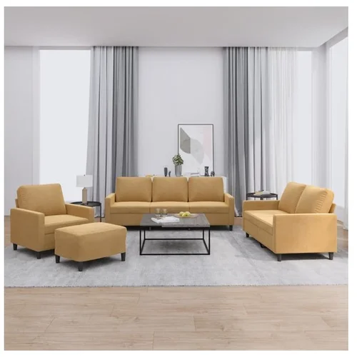 vidaXL 4-dijelni set sofa s jastucima smeđi baršunasti