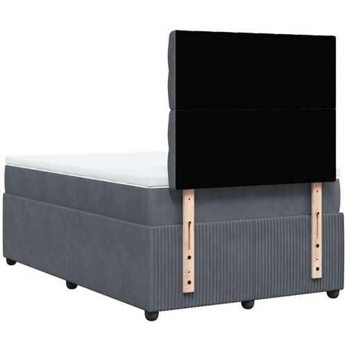 vidaXL Box spring postelja z vzmetnico temno siva 120x200 cm žamet Cene