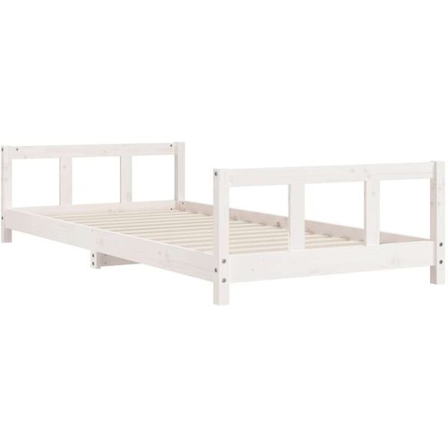 VidaXL Okvir za dječji krevet bijeli 90 x 200 cm od masivne borovine Slike