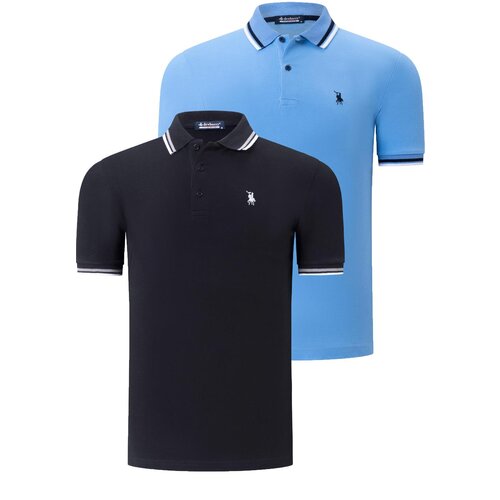 Dewberry DUAL SET T8594 MENS T-SHIRT-BLACK-LIGHT BLUE Cene