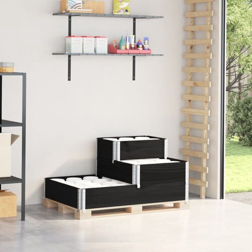 vidaXL Paletni okvir 3-nadstropni črn 120x80 cm trdna borovina Cene