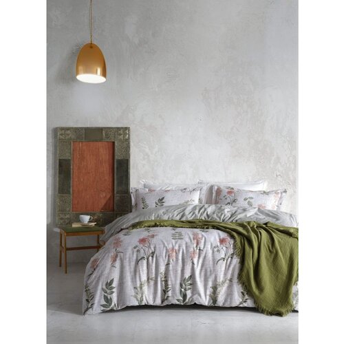  Şile beigecreamnavy blue ranforce super king quilt cover set (eu) (it) Cene
