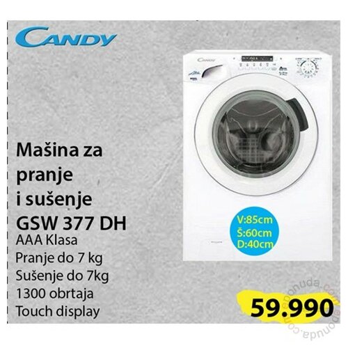 Candy GSW 377 DH mašina za pranje i sušenje veša Slike