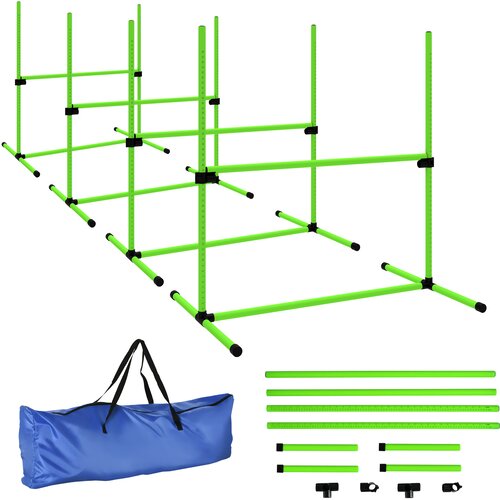 PawHut Komplet za agility za pse, 4-delni komplet opreme za agility, nastavljiva vi&amp;scaron;ina, komplet ovir za vtičnice, (5000240006) Slike