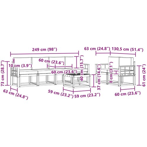  Set vanjskih sofa 7 kom. Bijela i krem 59 x 59 x 37 cm Slike