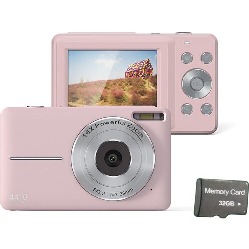 INF digitalni fotoaparat 44MP/1080P/16X z digitalnim zoomom/fill light/kartica 32GB pink, (21266046) Cene