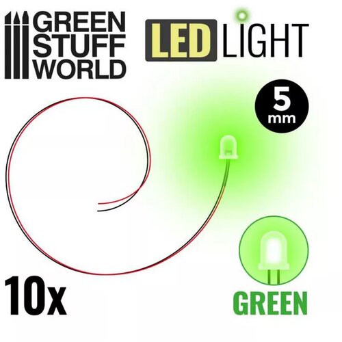 Green Stuff World dip leds - green - 5mm (pack x10) Cene