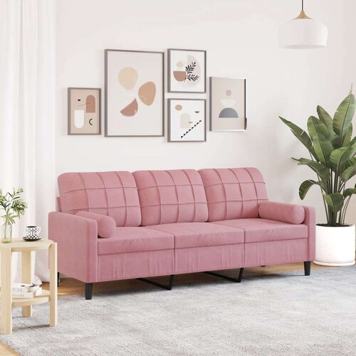 vidaXL Kavč trosed z okrasnimi blazinami roza 180 cm žamet Cene